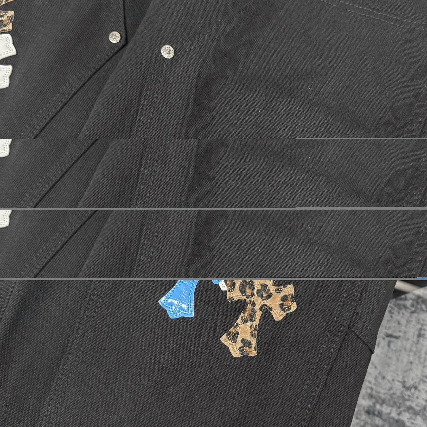 P280 Chrome Hearts/Chrome Hearts 25FW CH Workwear Logging Big Cross Leather Limited Edition Jeans (Black) Chrome Hearts are the most popular pants in color. Made of beaded canvas fabric, heavy washing makes the upper body of the fabric more textured and the pants are tall and straight! The three-dimensional cutting of the whole trousers is a masterpiece! The hardware is customized by zp. The beaded canvas fabric is thick and soft after being washed. It has good breathability. Customized small leather label. Unique design. The details are simple and elegant, and the workmanship is exquisite. The whole trousers are neatly routed and the details are in place! It’s so cool that both men and women can easily control the genderless trend!  Color: black Size: 28/30/32/34/36 Waist: 69/74/79/84/89 Knee: 50/51.5/53/54.5/56 Pants length: 102/104/106/108/110